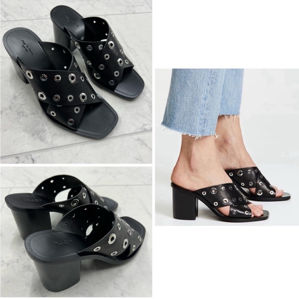 rag & bone Paige Grommet Leather Mules